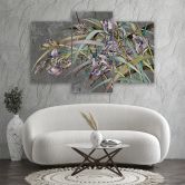 Leinwandbild 3 teilig, Iris Blumen im Wind 