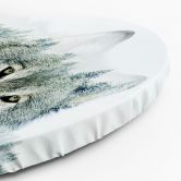 Ronde canvas foto wolvenbos in winterse mist 
