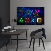 Leinwandbild 3 teilig, Die Controller -Tasten und das Inschrift spielen 