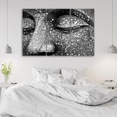 Leinwandbild 3-teilig, Buddha Schwarz Weiß 