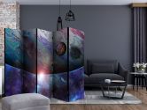 Paravent, Raumteiler freistehend, Trennwand - Raumfahrt , 5-teilig - 225x172 cm 