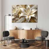 Leinwandbild, Lilien glamourös gold 