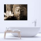 Leinwandbild, Buddhas Kopf mit einer Lilie 