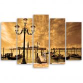 Leinwandbild 5 teilig, Venedig Gondel Italien 