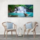 3-delige canvas print, waterval berg bos natuur 