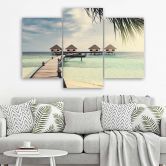 Leinwandbild 3-teilig, Strand Palmen Tropen 