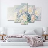 Leinwandbild 5 teilig, Blumenstrauß Blumen Weiß 