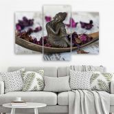 Leinwandbild 3-teilig, Buddha Zen Blumen Violett 