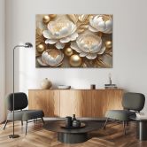 Leinwandbild 3D-Gold-Glamour-Blumen 