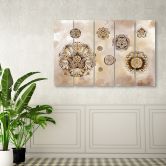 Leinwandbild 5 teilig, Florale geometrische Formen 