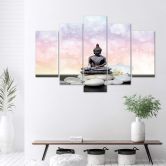 Leinwandbild 5 teilig, Zen Buddha Steine 
