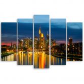 Canvas print 5 stuks, stadsgezicht nachtlampje 