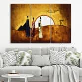 Leinwandbild 3-teilig, Afrika - Frauen - Landschaft 