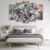 Leinwandbild 5 teilig, Heilige Lotos und Fanter 
