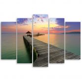 Canvasdoek 5 stuks, jetty lake sky paars 
