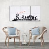 Leinwandbild 3-teilig, Wandmalerei Banksy Graffiti 