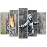 5-delige canvasprint, Banksy Smog Boy Street 