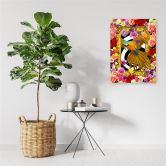 Leinwandbild, Papagei und bunte Rosen 