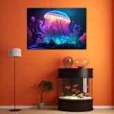 Leinwandbild, Neon-Qualle 