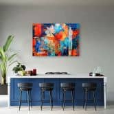 Leinwandbild, Bunte Handgemalt Abstrakt 3D 