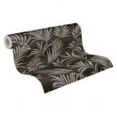 COSMOPOLITAN non-woven wallpaper black silver leaves - stylish non-woven wallpaper bedroom 