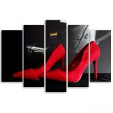 Leinwandbild 5 teilig, Rote Stilettos 