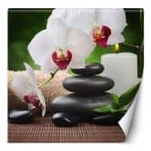 Fototapete, Orchidee Kerze und Zen-Steine im SPA 