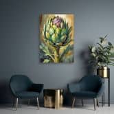 Leinwandbild Artischocke Acryl handbemalt 