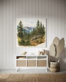 Leinwandbild Landschaft Berge Wald 
