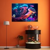 Leinwandbild, Neon-Seequalle 