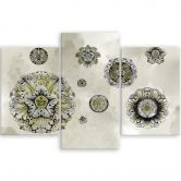 Leinwandbild 3 teilig, Florale geometrische Formen 