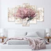Leinwandbild 5 teilig, Rosa Vintage-Blume 