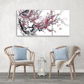 Leinwandbild 3-teilig, Kirschblüte Japan Baum 