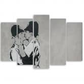 Impression sur toile en 5 parties, Banksy embrassant des policiers 