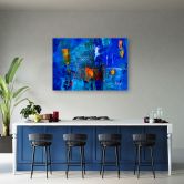 Leinwandbild, Blau Abstrakt wie gemalt 