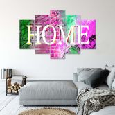 5 stuk canvas print, thuis muur inscriptie kleurrijk 