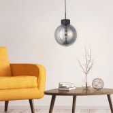 Pendelleuchte Anna, grau, 120 x 30 cm, Glas Pendellampe, dimmbar 