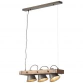 Pendelleuchte Eva, metallic, 70 x 115 cm, Holz Pendellampe 