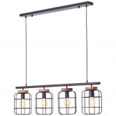 Pendelleuchte Inga, braun, 157,5 x 20 cm, Metall Pendellampe, dimmbar 