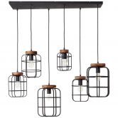 Pendelleuchte Inga, braun, 130 x 110 cm, Holz Pendellampe 