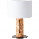 Tischleuchte Joshua, braun, ⌀ 30 cm, Textil Nachttischlampe, dimmbar 