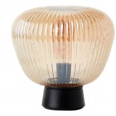 Tischleuchte Junis, braun, 24,5 x 25 cm, Glas Glaslampenschirm 