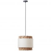 Pendelleuchte Till, braun, 140 x 35 cm, Textil Lampe 