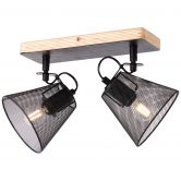 Deckenleuchte Tom, schwarz, 36,8 x 20 cm, Holz Deckenspots, dimmbar 