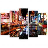 Leinwandbild 5 teilig, Times Square New York Stadt Nacgt 