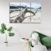 Leinwandbild 3-teilig, Meer Sand Strand Baum 