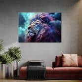 Leinwandbild, Löwe Abstraktion Blau 