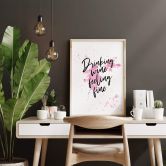 Poster Drinking wine feeling fine 