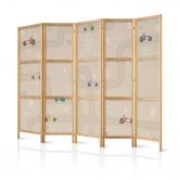 Japanischer Paravent, Raumteiler freistehend, Trennwand - Race on a beige background with stars 