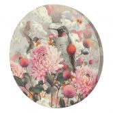 Rundes Leinwandbild Blumen mit Kolibris 